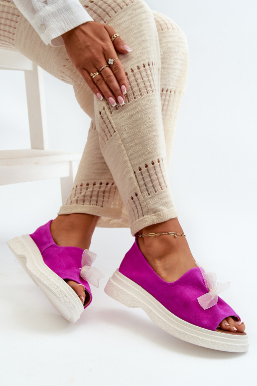 Zazoo 2939 Seemisnahksed sandaalid lipsukesega tumeroosad värvi Zazoo 2939 Seemisnahksed sandaalid lipsukesega tumeroosad värvi