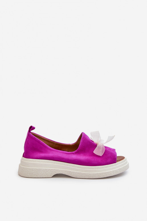 Zazoo 2939 Seemisnahksed sandaalid lipsukesega tumeroosad värvi Zazoo 2939 Seemisnahksed sandaalid lipsukesega tumeroosad värvi