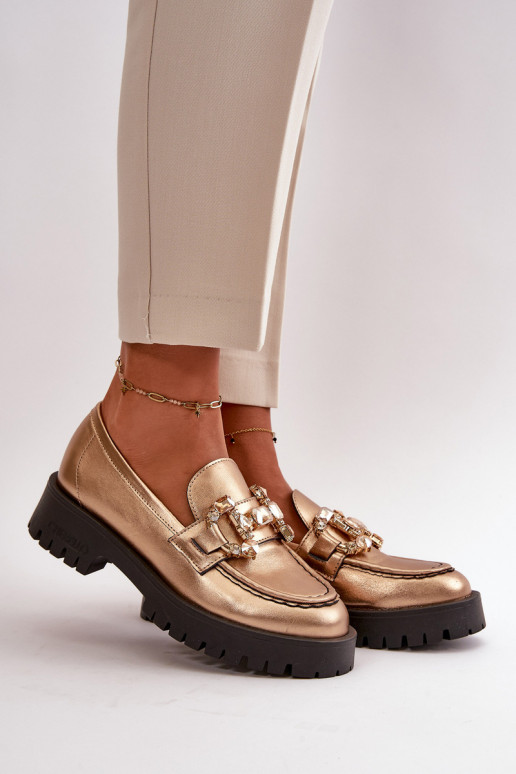 Pealiste omad Pealhk Mokassiinid kaunistustega CheBello 4369 Kuldset värvi
