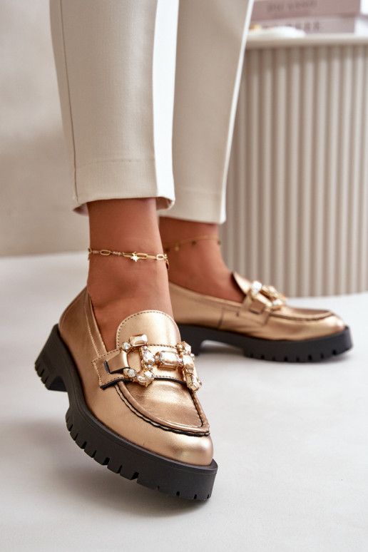 Pealiste omad Pealhk Mokassiinid kaunistustega CheBello 4369 Kuldset värvi