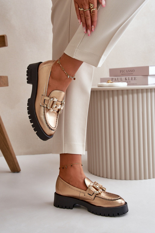 Pealiste omad Pealhk Mokassiinid kaunistustega CheBello 4369 Kuldset värvi