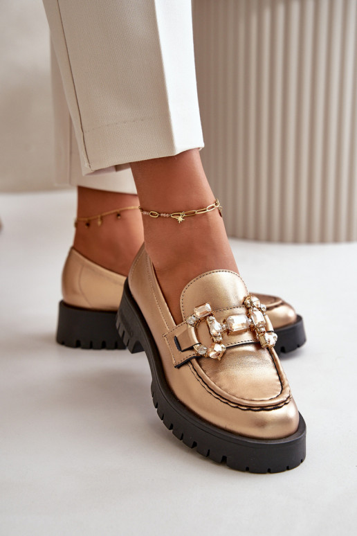 Pealiste omad Pealhk Mokassiinid kaunistustega CheBello 4369 Kuldset värvi