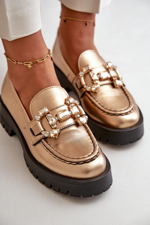 Pealiste omad Pealhk Mokassiinid kaunistustega CheBello 4369 Kuldset värvi