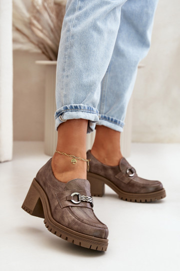 Zazoo 20175 jalatsid Pealiste omad kõrge jämeda kontsaga Pealturaalsest nahast beeži värvi