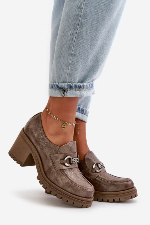 Zazoo 20175 jalatsid Pealiste omad kõrge jämeda kontsaga Pealturaalsest nahast beeži värvi Zazoo 20175 jalatsid Pealiste omad kõrge jämeda kontsaga Pealturaalsest nahast beeži värvi