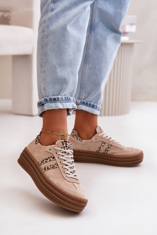 Zazoo N1068S4 Sneakers tüüpi jalanõud platvormiga leopardimustriga Tumeroosad värvi Zazoo N1068S4 Sneakers tüüpi jalanõud platvormiga leopardimustriga Tumeroosad värvi