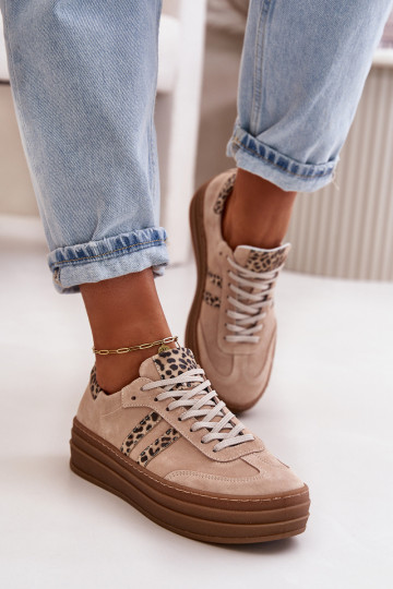 Zazoo N1068S4 Sneakers tüüpi jalanõud platvormiga leopardimustriga Tumeroosad värvi 2