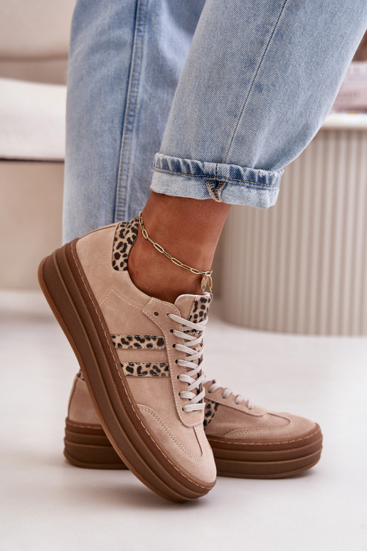 Zazoo N1068S4 Sneakers tüüpi jalanõud platvormiga leopardimustriga Tumeroosad värvi Zazoo N1068S4 Sneakers tüüpi jalanõud platvormiga leopardimustriga Tumeroosad värvi