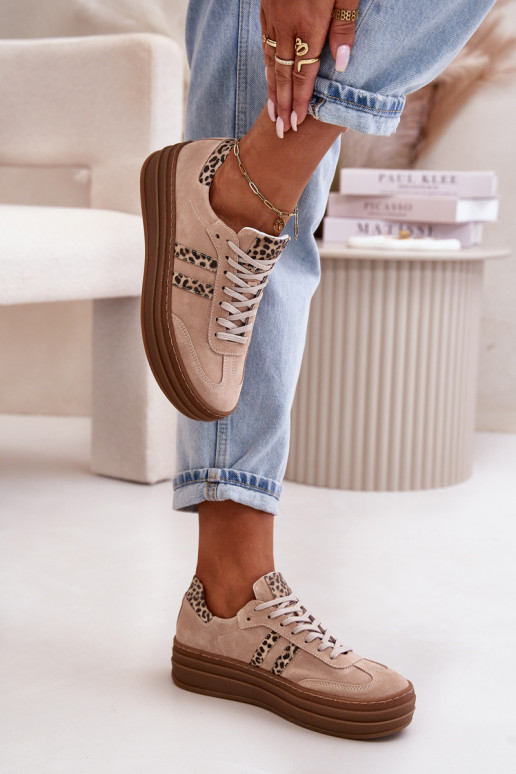 Zazoo N1068S4 Sneakers tüüpi jalanõud platvormiga leopardimustriga Tumeroosad värvi Zazoo N1068S4 Sneakers tüüpi jalanõud platvormiga leopardimustriga Tumeroosad värvi