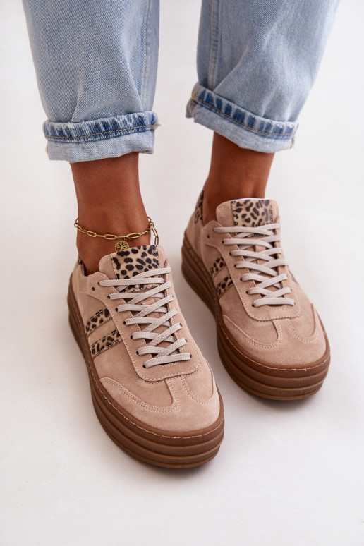 Zazoo N1068S4 Sneakers tüüpi jalanõud platvormiga leopardimustriga Tumeroosad värvi Zazoo N1068S4 Sneakers tüüpi jalanõud platvormiga leopardimustriga Tumeroosad värvi