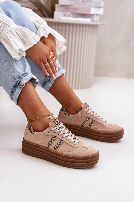 Zazoo N1068S4 Sneakers tüüpi jalanõud platvormiga leopardimustriga Tumeroosad värvi Zazoo N1068S4 Sneakers tüüpi jalanõud platvormiga leopardimustriga Tumeroosad värvi