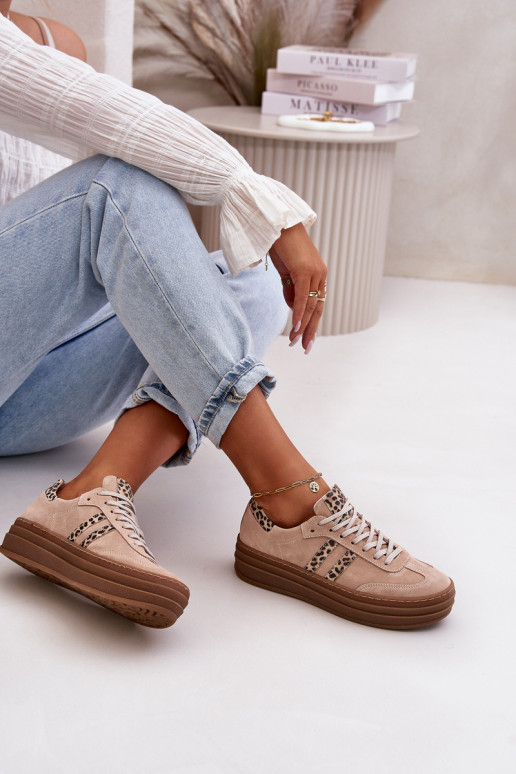 Zazoo N1068S4 Sneakers tüüpi jalanõud platvormiga leopardimustriga Tumeroosad värvi Zazoo N1068S4 Sneakers tüüpi jalanõud platvormiga leopardimustriga Tumeroosad värvi