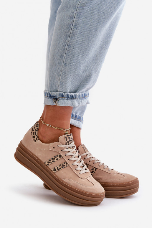 Zazoo N1068S4 Sneakers tüüpi jalanõud platvormiga leopardimustriga Tumeroosad värvi Zazoo N1068S4 Sneakers tüüpi jalanõud platvormiga leopardimustriga Tumeroosad värvi