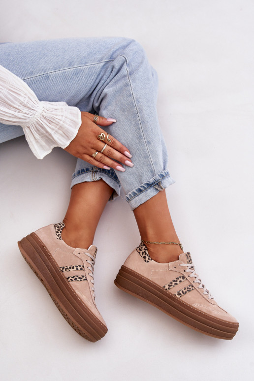 Zazoo N1068S4 Sneakers tüüpi jalanõud platvormiga leopardimustriga Tumeroosad värvi Zazoo N1068S4 Sneakers tüüpi jalanõud platvormiga leopardimustriga Tumeroosad värvi