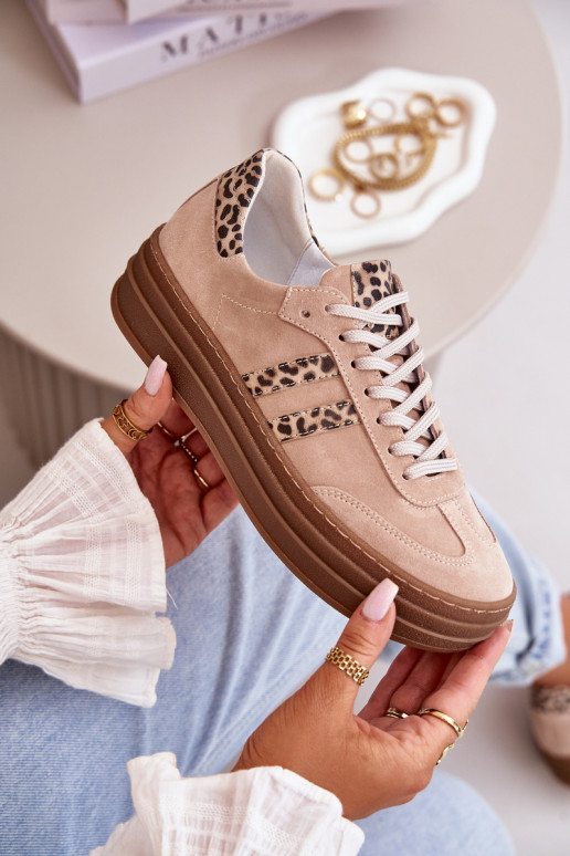 Zazoo N1068S4 Sneakers tüüpi jalanõud platvormiga leopardimustriga Tumeroosad värvi Zazoo N1068S4 Sneakers tüüpi jalanõud platvormiga leopardimustriga Tumeroosad värvi