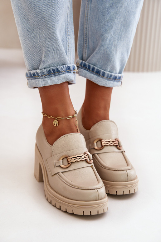 Zazoo 20175 jalatsid Pealiste omad kõrge jämeda kontsaga Pealturaalsest nahast Elevandiluu värvi Zazoo 20175 jalatsid Pealiste omad kõrge jämeda kontsaga Pealturaalsest nahast Elevandiluu värvi