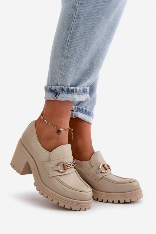 Zazoo 20175 jalatsid Pealiste omad kõrge jämeda kontsaga Pealturaalsest nahast Elevandiluu värvi Zazoo 20175 jalatsid Pealiste omad kõrge jämeda kontsaga Pealturaalsest nahast Elevandiluu värvi