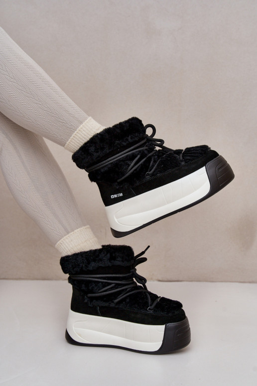 Pealhk nööpidega lumesaapad Pealiste omad Paksu talla peal karusnahaga Big Star OO274A206 msuud