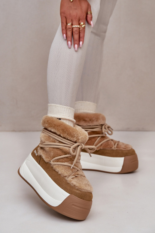 Pealhk nööpidega lumesaapad Pealiste omad Paksu talla peal karusnahaga Big Star OO274A207 pruunid värvi