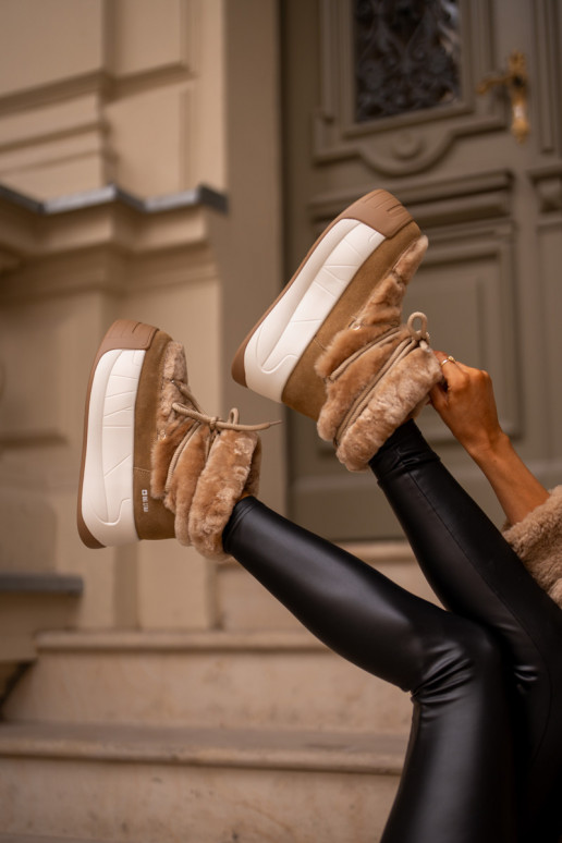 Pealhk nööpidega lumesaapad Pealiste omad Paksu talla peal karusnahaga Big Star OO274A207 pruunid värvi