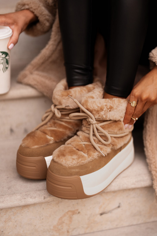 Pealhk nööpidega lumesaapad Pealiste omad Paksu talla peal karusnahaga Big Star OO274A207 pruunid värvi