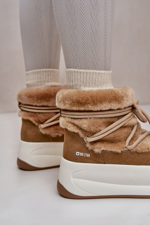 Pealhk nööpidega lumesaapad Pealiste omad Paksu talla peal karusnahaga Big Star OO274A207 pruunid värvi