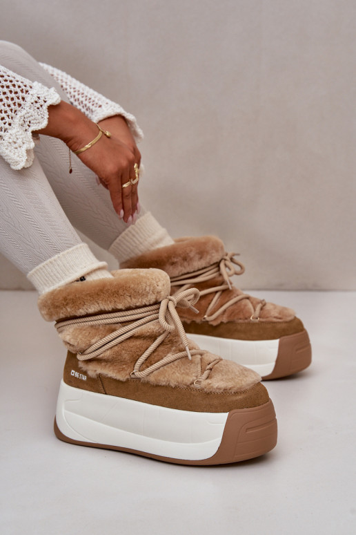 Pealhk nööpidega lumesaapad Pealiste omad Paksu talla peal karusnahaga Big Star OO274A207 pruunid värvi