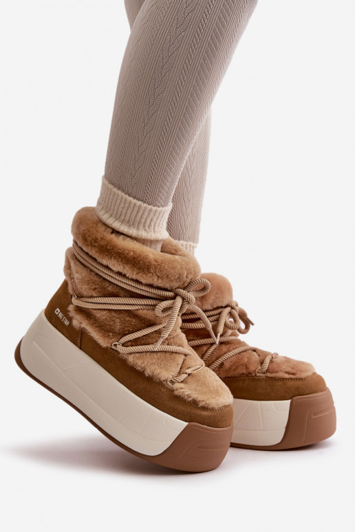 Pealhk nööpidega lumesaapad Pealiste omad Paksu talla peal karusnahaga Big Star OO274A207 pruunid värvi