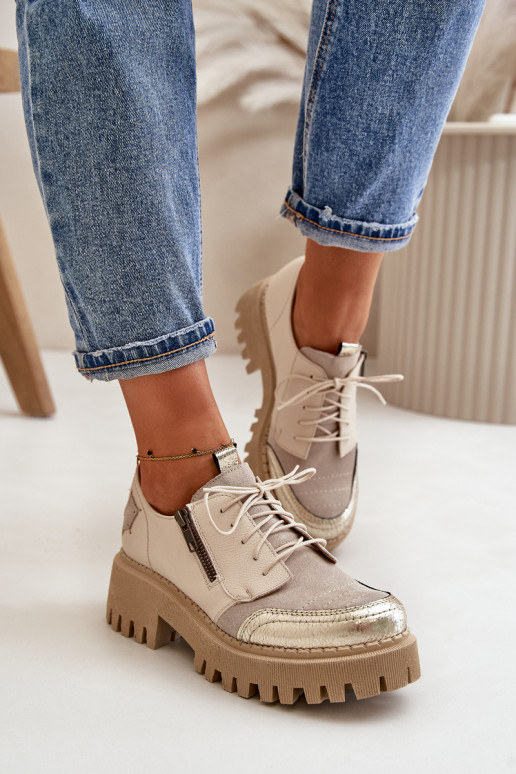 jalatsid Pealiste omad Valmistatud naturaalsest nahast beeži värvi Sellel onciejka 06177-04