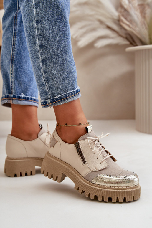 jalatsid Pealiste omad Valmistatud naturaalsest nahast beeži värvi Sellel onciejka 06177-04