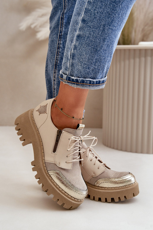 jalatsid Pealiste omad Valmistatud naturaalsest nahast beeži värvi Sellel onciejka 06177-04