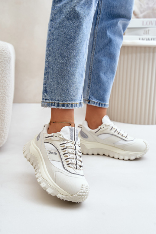 Pealhk Sneakers tüüpi jalanõud Pealiste omad platvormiga Big Star OO274A221 HI-POLY SYSTEM valget värvi Pealhk Sneakers tüüpi jalanõud Pealiste omad platvormiga Big Star OO274A221 HI-POLY SYSTEM valget värvi