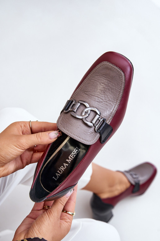 Pealhk Kingad kõrge jämeda kontsaga Kuldse kaunistusega Laura Messi 2861 bordoo-värvi Pealhk Kingad kõrge jämeda kontsaga Kuldse kaunistusega Laura Messi 2861 bordoo-värvi