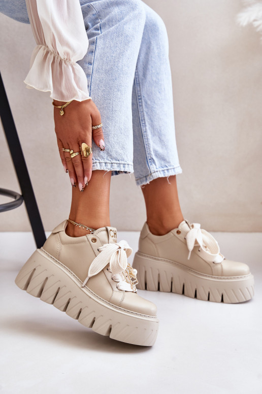 Sneakers tüüpi jalanõud Pealiste omad Sellel onssiivsel tallal Kuldse kaunistusega CheBello 4530 beeži värvi Sneakers tüüpi jalanõud Pealiste omad Sellel onssiivsel tallal Kuldse kaunistusega CheBello 4530 beeži värvi