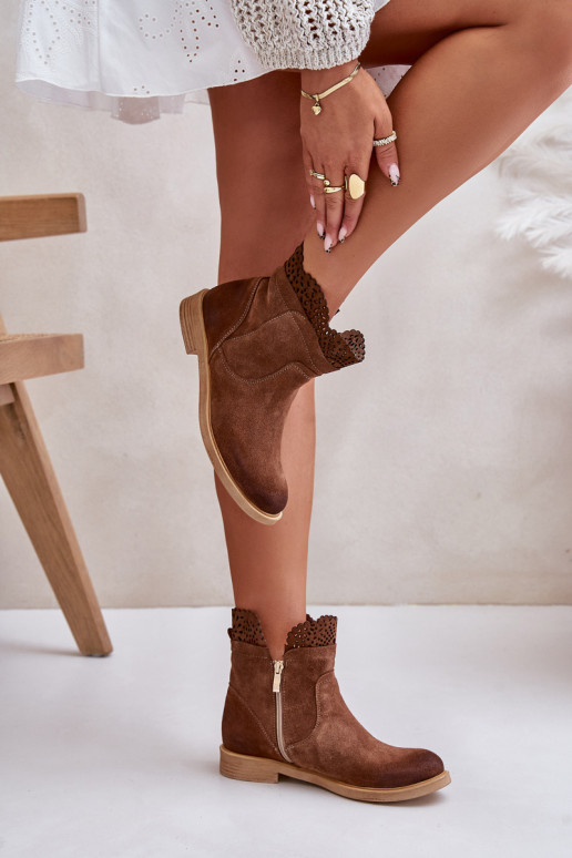 madalad naistesaapad laiade nööridega seemisnakhsed Lesisseski 3624 pruunid värvi