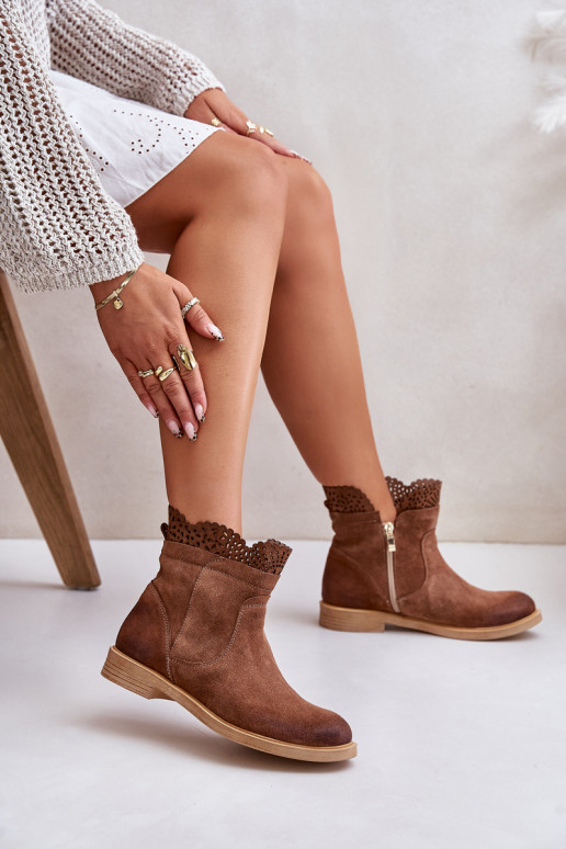 madalad naistesaapad laiade nööridega seemisnakhsed Lesisseski 3624 pruunid värvi