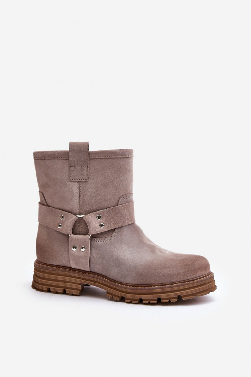 Seemisnahast kingad Pealiste omad laiade nööridega Lesisseski 3610 Cappuccino