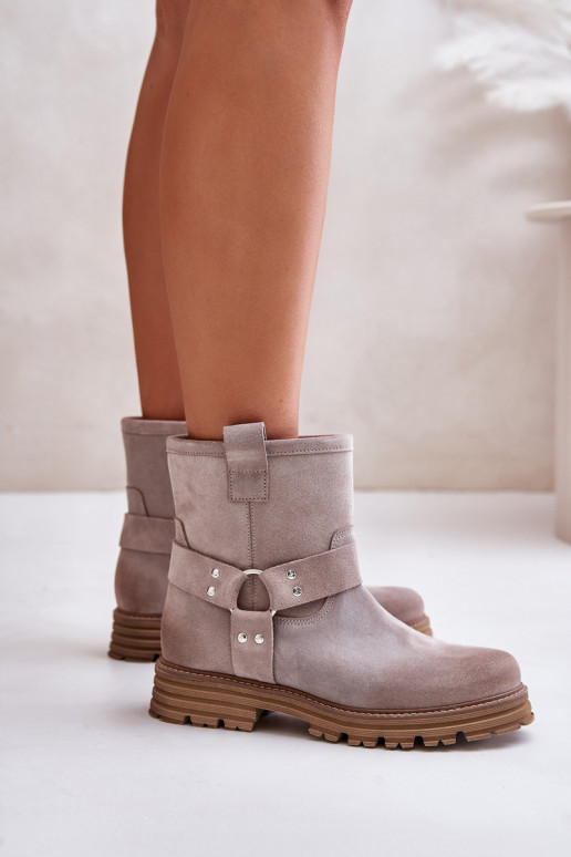 Seemisnahast kingad Pealiste omad laiade nööridega Lesisseski 3610 Cappuccino