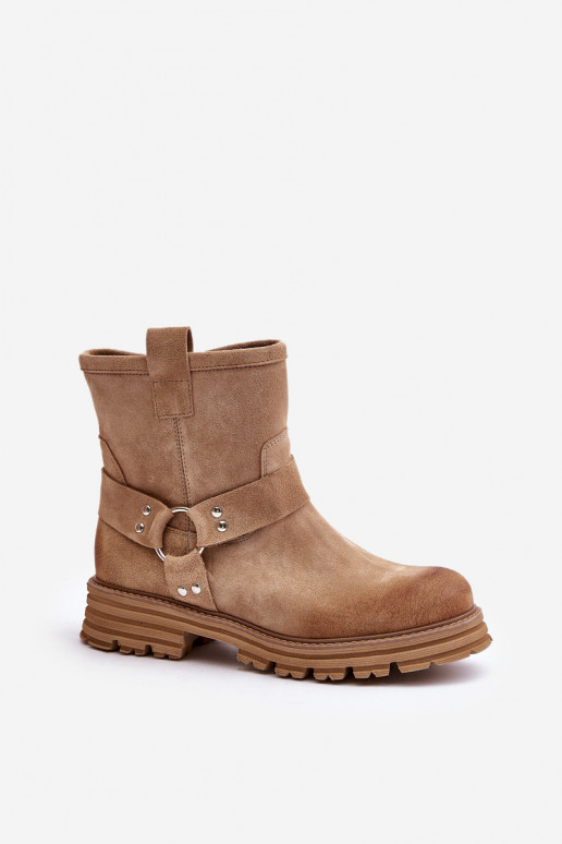 Seemisnahast kingad Pealiste omad laiade nööridega Lesisseski 3610 beeži värvi