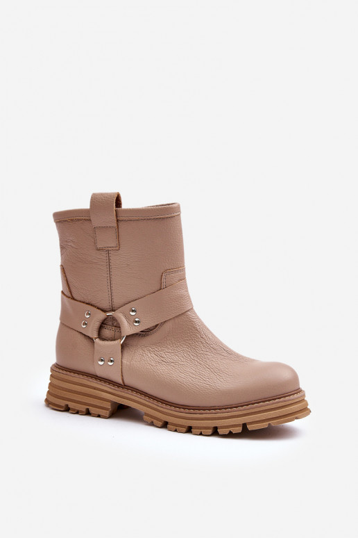 Pealhk Pealiste poolsaapad laiade nööridega Lesisseski 3610 beeži värvi