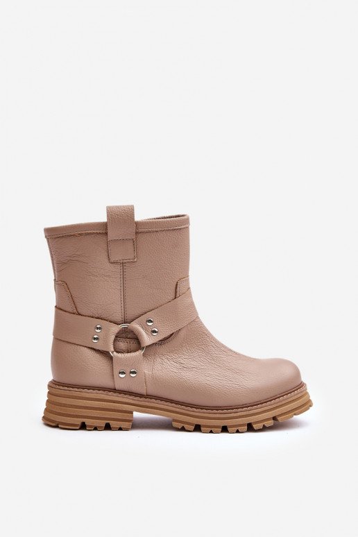 Pealhk Pealiste poolsaapad laiade nööridega Lesisseski 3610 beeži värvi