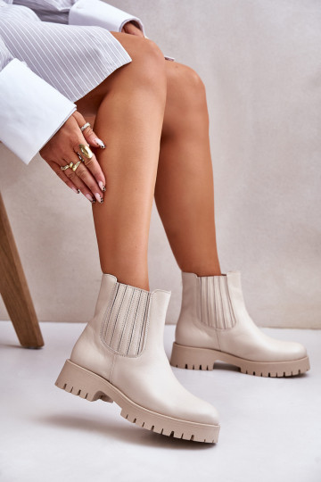 Slip-on Pealiste poolsaapad laiade nööridega Pealhk Lesisseski 3611 Elevandiluu värvi