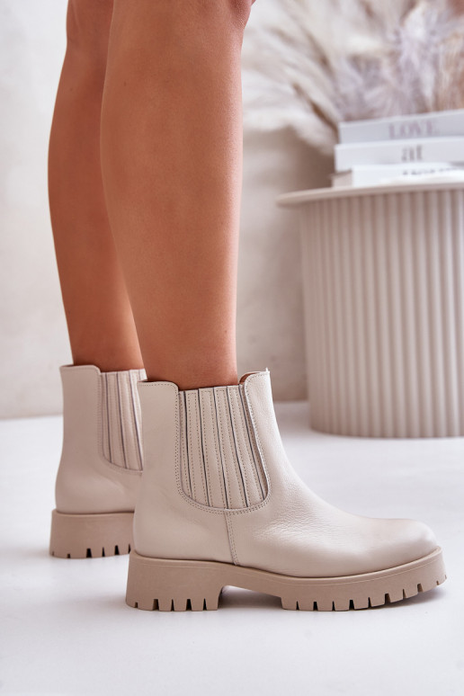 Slip-on Pealiste poolsaapad laiade nööridega Pealhk Lesisseski 3611 Elevandiluu värvi