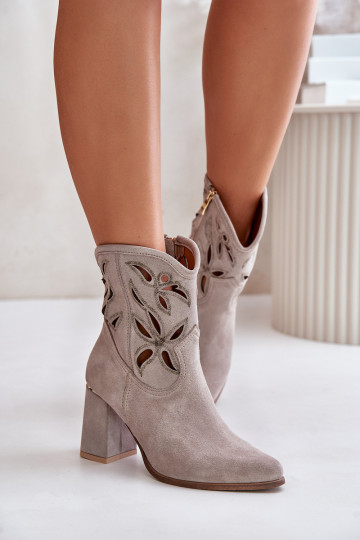 Saapad kõrge jämeda kontsaga Lesisseski 3629 Cappuccino