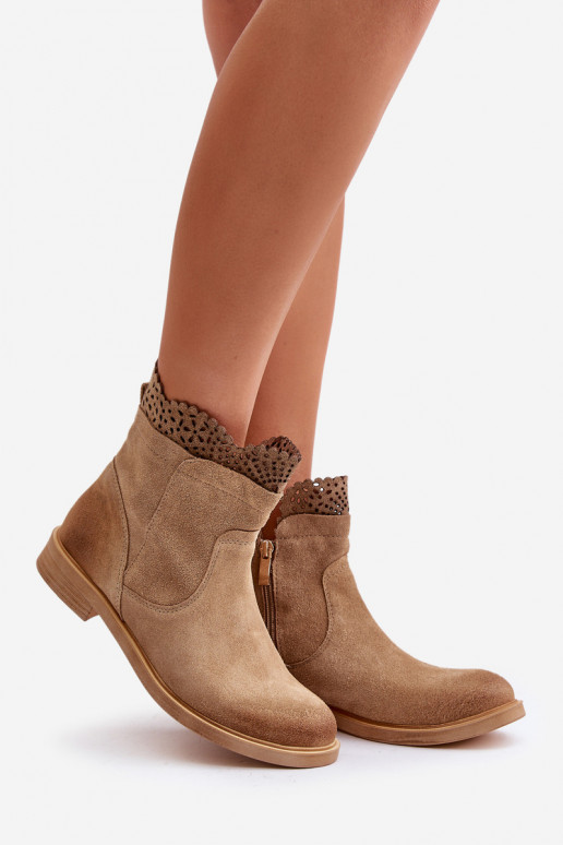 madalad naistesaapad laiade nööridega seemisnakhsed Lesisseski 3624 beeži värvi