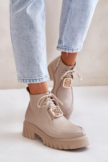 Zazoo 2952 Pealhk Pealiste poolsaapad Kuldse kaunistusega beeži värvi