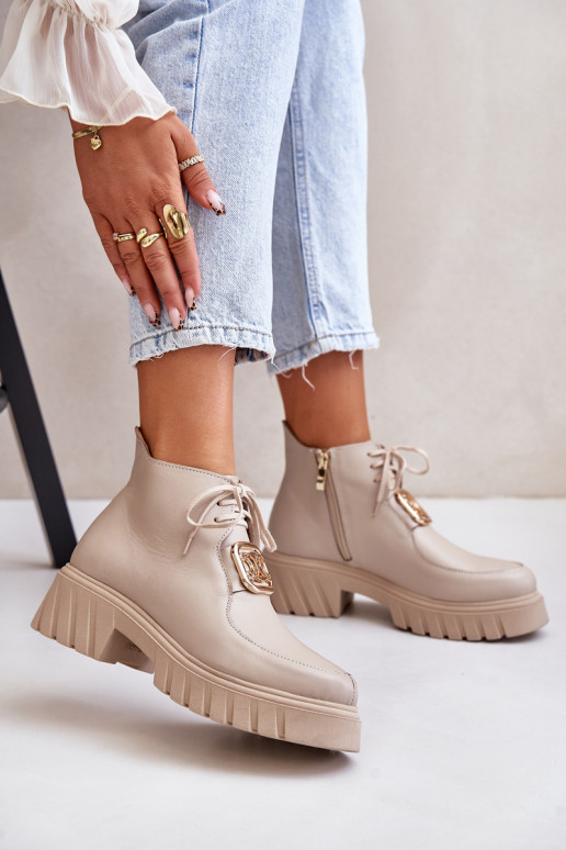 Zazoo 2952 Pealhk Pealiste poolsaapad Kuldse kaunistusega beeži värvi Zazoo 2952 Pealhk Pealiste poolsaapad Kuldse kaunistusega beeži värvi