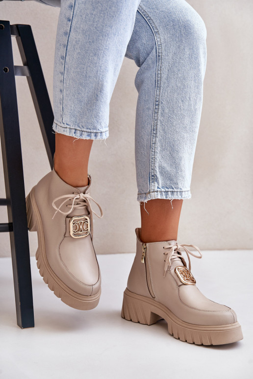 Zazoo 2952 Pealhk Pealiste poolsaapad Kuldse kaunistusega beeži värvi Zazoo 2952 Pealhk Pealiste poolsaapad Kuldse kaunistusega beeži värvi