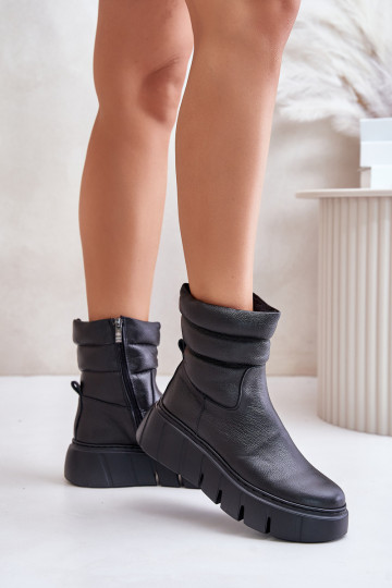 Zazoo 60512 naiste naturaalsest nahast sooja voodriga saapad kontsaga, must 2