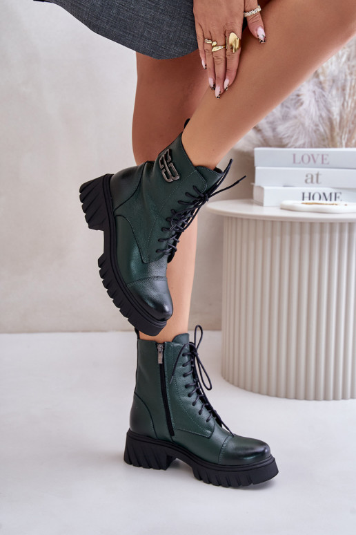 Zazoo 60486 Pealhk Nööritavad poolsaapad khakivärvi